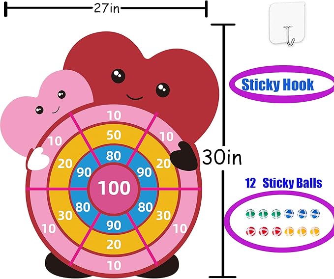 Valentines Dartboard Game Gifts for Kids,Exchange for Boys Girls Toddlers Class Classroom School Party Favor Supplies