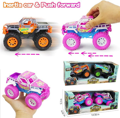 Toddler Monster Trucks Toys for Boys Age 3 4 5 6, 2 Pack 6 Inch with LED Lights
