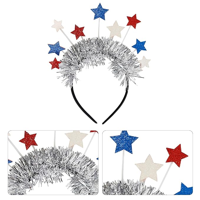 4th of July Decorations Headband - 1Pcs Glitter Red Blue