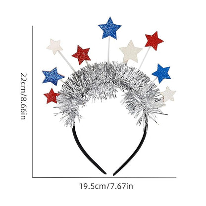 4th of July Decorations Headband - 1Pcs Glitter Red Blue