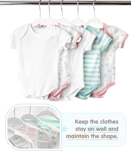 Baby Hangers, VIS'V 11 Inch White Velvet Kids Hangers with 6 Pcs Size Dividers Non Slip Nursery Children Closet Clothes Hangers for Infant Toddler Girls and Boys 30 Pcs