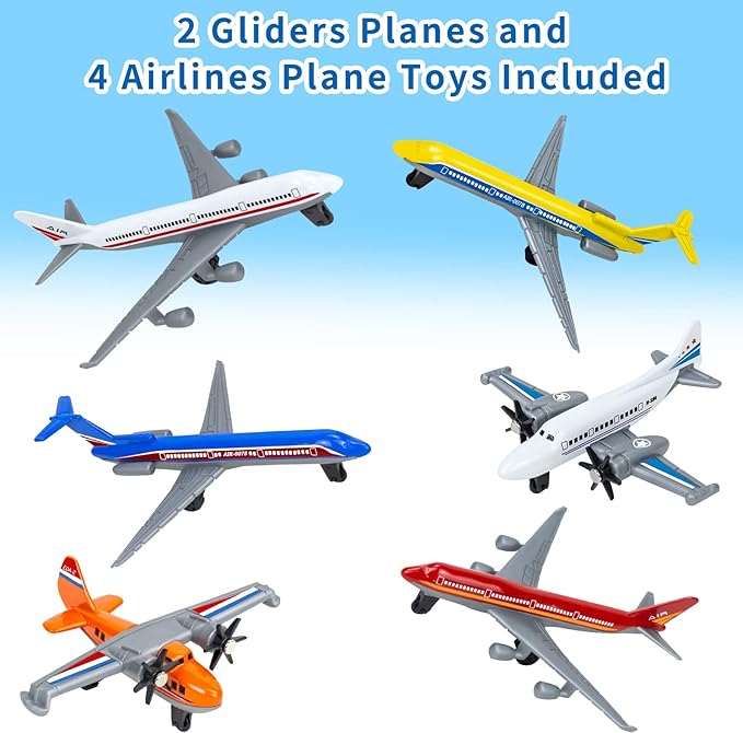 Toy Airplane 6 Pack, Diecast Airplane Toys for Boys Age 3 4-7 8-12
