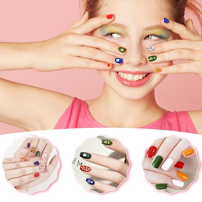 Tudaymol Nail Polish Set - Non Toxic Nail Polish Kit for Kids Ages 7-12,Gift Set Nail Polish Kit for Girls,Nail Art Tools for Girls - Polish, Glitter, Stickers - 6 7 8 9 10 11 12 Year Old