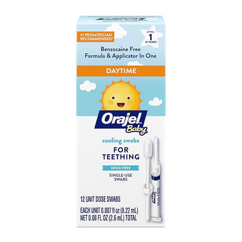 Orajel Baby Daytime Cooling Swabs for Teething, Drug-Free 1 Pediatrician 12 Swabs