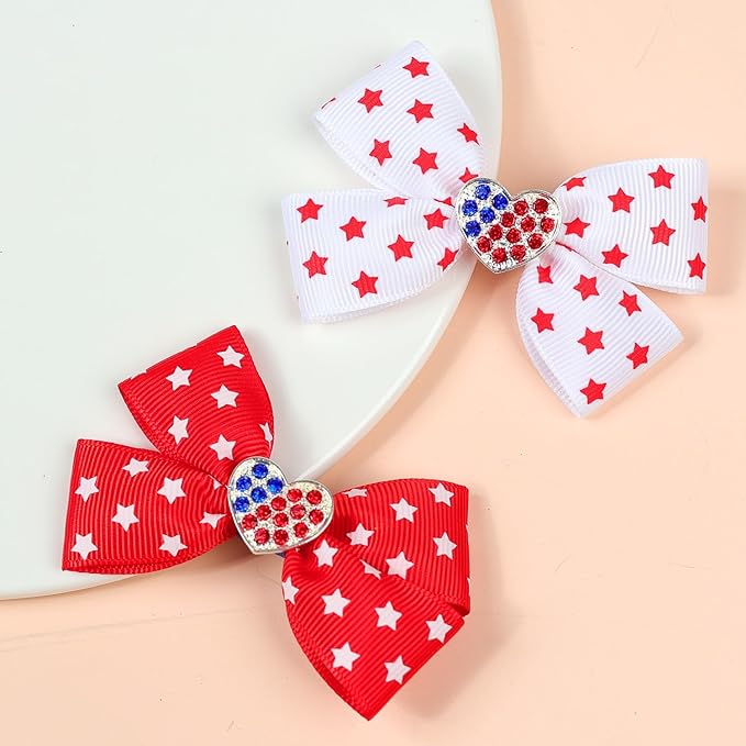 BBTDIN Baby USA Flag Turban Headband Patriotic Bow Baby Girls JHN44 (Set