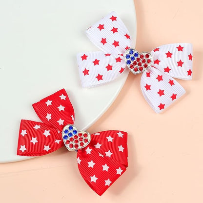 BBTDIN Baby USA Flag Turban Headband Patriotic Bow Baby Girls JHN44 (Set