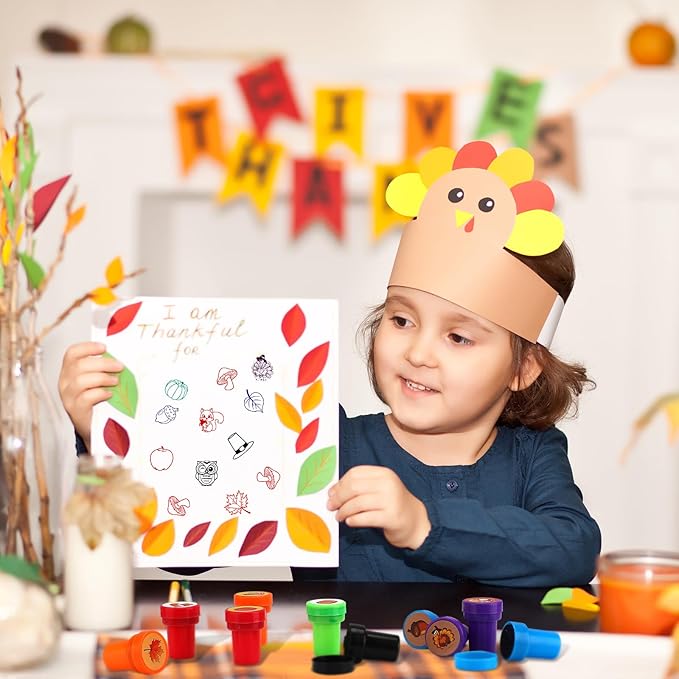 Zhanmai 100 Pcs Fall Stampers for Kids Toddlers Fall Party Favors Assorted Stamps Pumpkin Leaves Turkey Autumn Self Inking Stamps Thanksgiving Gifts Party Favors Classroom Rewards School Teacher Stamp