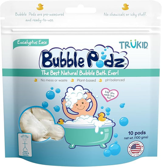 TruKid Bubble Podz Bubble Bath for Baby & Kids, Gentle Refreshing Bath Bomb for Sensitive Skin 7 for (10 Podz)