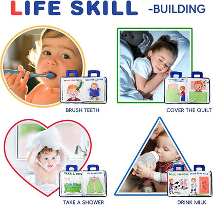 Jollybaby Baby Soft Busy Books for Toddles - Lullaby and Goodnight Quiet Book, Travel Toy & Montessori Educational, 10 Preschool Learning Activities for 1 2 3 Year Old Toddlers Boy Girl(Navy)