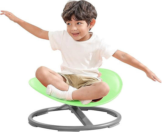 BABAMU Autism Kids Swivel Chair,Sit and Spin Chair for Kids,ADHD Sensory Integration Therapy,Training Body Coordination,Wobble Disk for Toddlers,Improve Focus,Metal Base Non Slip Safer（Green）