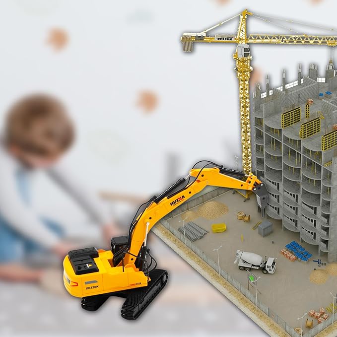 Gemini&Genius Drill Excavator Toy, Demolition Machine Car 1/35 Scale