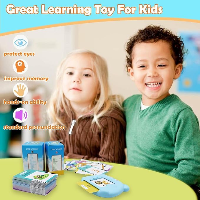 MAYAPHILOS Italian and English Talking Flash Cards, Pocket Speech for Learn Italian, Italian Language Learning Audible Talking Flashcards Toddlers' Sensory Preschool Educational Birthday Gifts