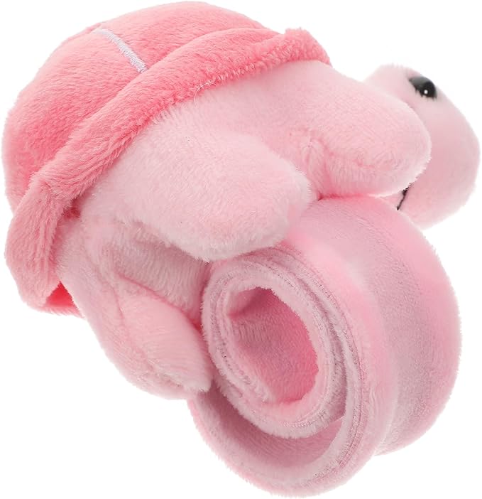 Toddmomy Turtle Slap Bracelet Animals Slap Bracelet Plush Slap Wristband Stuffed Animal Hugger Bracelet Stuffed Animals Band for Kids Birthday Party Favors (Pink)