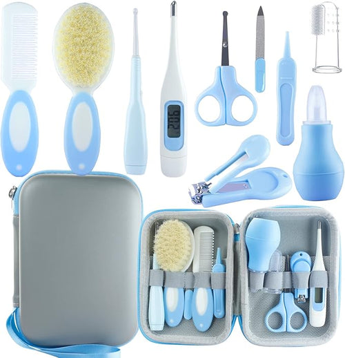 Baby Grooming Kit, Baby Essentials for Newborns (10 in 1) (Blue)