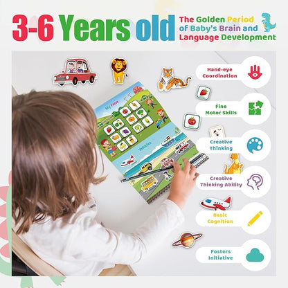 Proschool Learning Toys for Kid - Educational Busy Book Activities, Montessori Toys Activity Book,Sensory Toy,Toddler Quiet Books,Toddler Girl&Boy Toys for Age 3 4 5 Year Old Tracing Coloring Book
