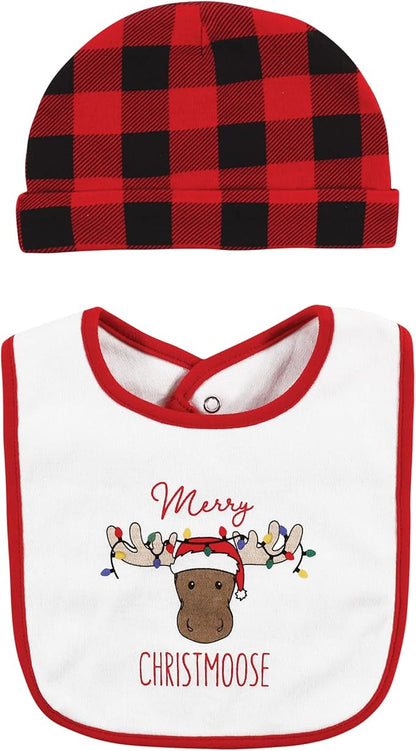 Hudson Baby Unisex BabyCotton Bib and Headband or Caps Set