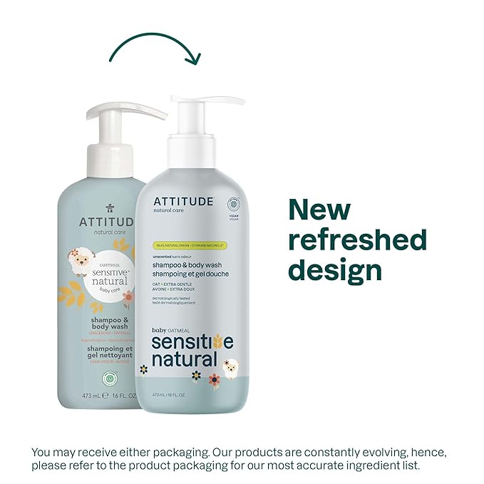 ATTITUDE 2-in-1 Shampoo and Body Wash for Baby, EWG Verified 16 Fl