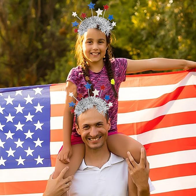 4th of July Decorations Headband - 1Pcs Glitter Red Blue