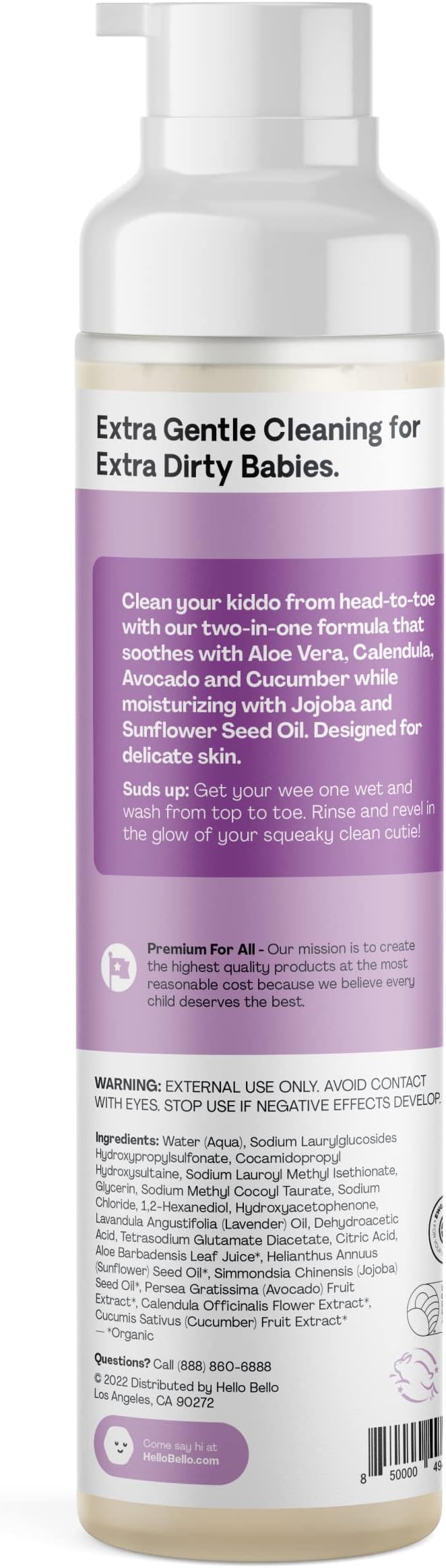 Hello Bello Shampoo & Body Wash - Gentle Hypoallergenic Tear-Free Formula for Babies and Kids 10 FL