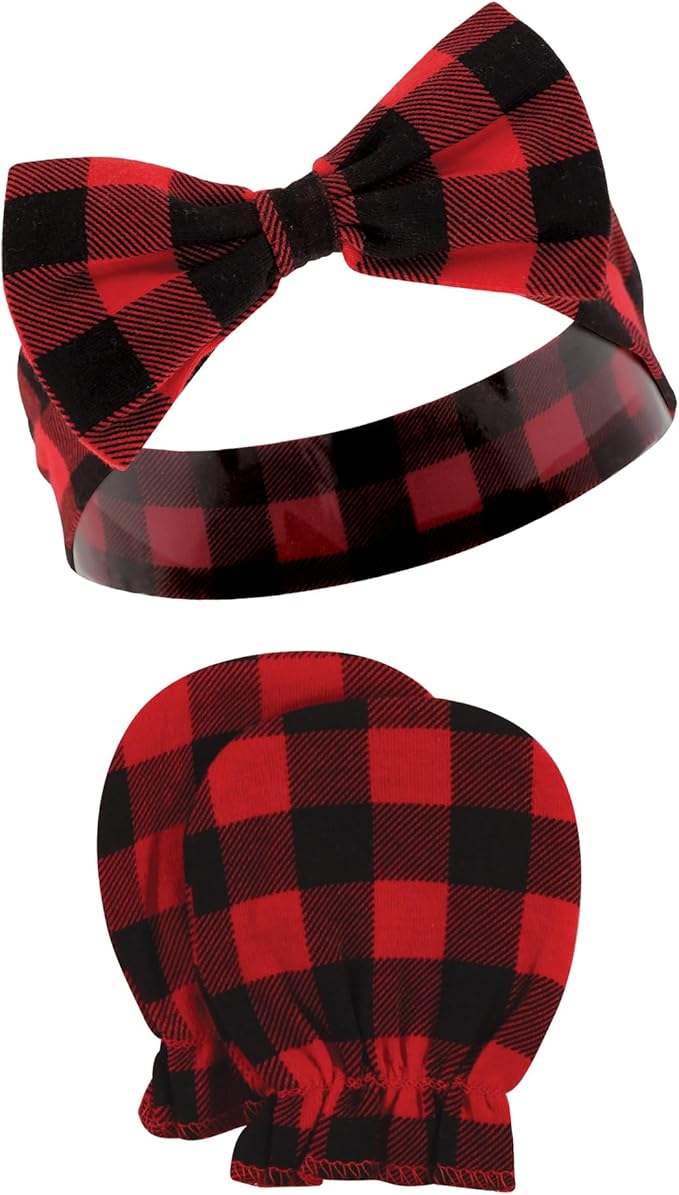 Hudson Baby Baby Girls' Cotton Headband and Scratch Mitten Set