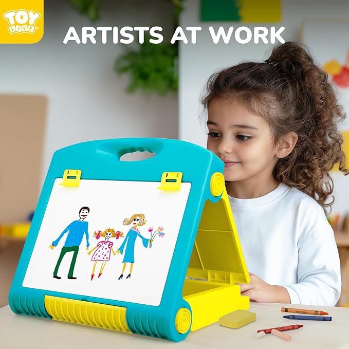 TOY Life Tabletop Easel for Kids Art Easel for Kids 3 4 5 Toddler Art Easel Board for Kids Chalkboard White Board for Kids Easel Set Dry Erase Board Portable Desktop Easel Painting Easel for Kids