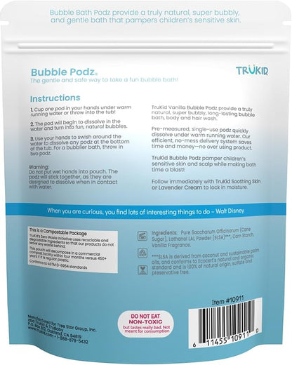 TruKid Bubble Podz Bubble Bath for Baby & Kids, Gentle Refreshing Bath Bomb for Sensitive Skin 7 for (60 Podz)