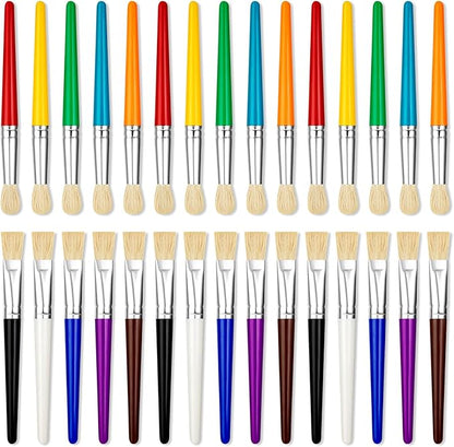 YGAOHF 30 Pcs Paint Brushes for Kids - Colorful Kids Paint Brushes Big Chubby Toddler Paint Brushes, Easy to Clean & Grip Round Flat Preschool Paint Brushes for Acrylic Washable Paint