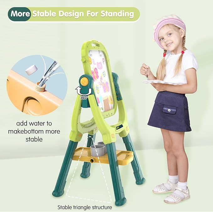 Victostar Easel for Kids, Rotatable Double Sided Adjustable Standing Art Easel with Drawing & Writing Accessories for Kids Boys and Girls