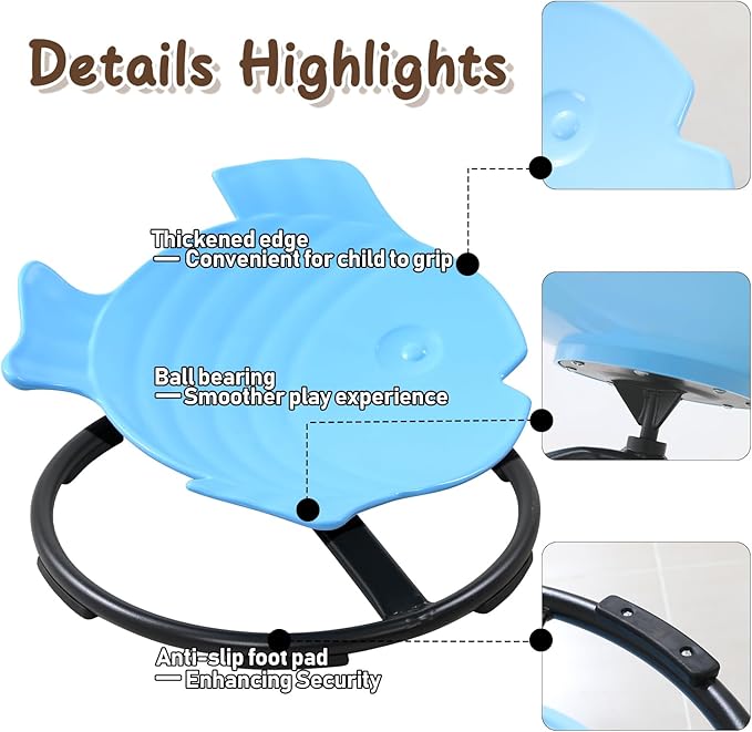 Sensory Spinning Chair for Kids Autism, Kids Swivel Chair Sensory Autism, Sit and Spin for Kids, Therapy Centers Sensory Room Items Blue