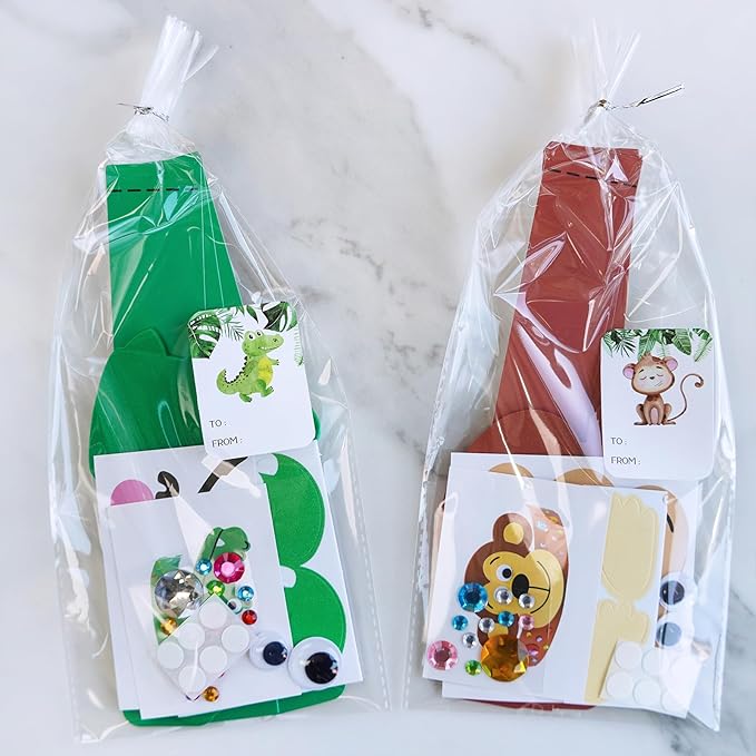 Winlyn 24 Sets Jungle Animal Headbands Craft Kits Safari Animal Crown Art Sets DIY Zoo Animal Party Headbands Animal Foam Stickers for Kids Jungle Safari Birthday Activities Party Favors Decorations