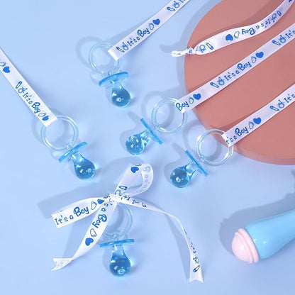 72 Baby Shower Pacifiers Necklace, Acrylic Pacifier Necklace, Cute Pacifier Necklace for Baby Shower Boys Girls Party Favors Charm/Gender Reveal Party Table Scatter/Baby Shower Necklace Game(Blue)