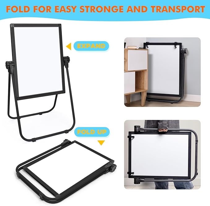 WEYOUNG Easel for Kids Easel for Toddlers, Adjustable Standingg Metal Toddler Easels Whiteboard & Chalkboard for Kids, Magnetic Art Easel for Kids Age 2-4 4-8 9-12, Black