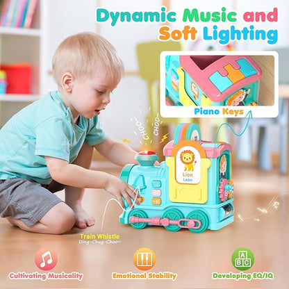 Hot Bee Talking Flash Cards for Toddlers,Learning Toys for 1 2 3 4 5 6 Year Old Boys,Montessori Toys,24-in-1 Multi Musical Train withTalking Flash Cards,Crawling,Learning, Motor Skills