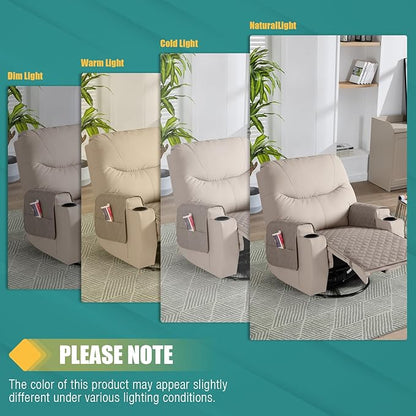 Ruaozz Waterproof Recliner Chair Covers Non Slip Chair Covers Washable Recliner Covers for Reclining Chair with Pockets Covers for Recliner Chair for Pets, Kids (Khaki, Medium-25'')
