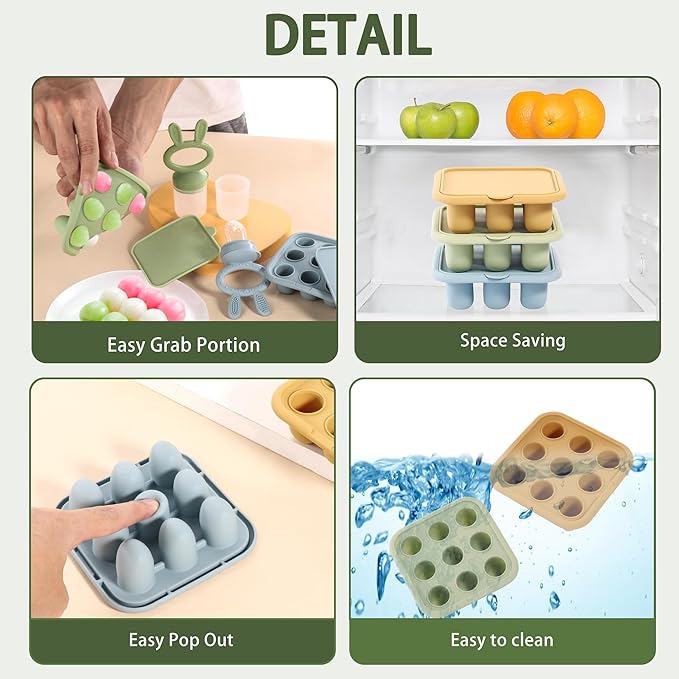 WAJIAYON Baby Food Freezer Tray,Silicone Nibble Freezer Tray
