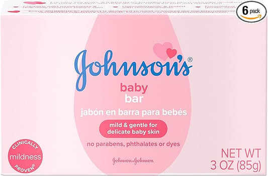 Johnson's Baby Body Soap Bar, Gentle for Baby Bath and Skin Care 3 oz 6)