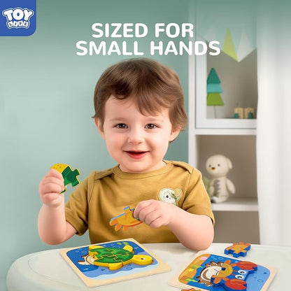 TOY Life Wooden Puzzles for Toddlers 2-4, Sea Animals Toddler Puzzles, Puzzles for Toddlers 1-3, Wood Puzzles Educational Montessori Toys Gifts for 1 2 3 Year Old, Baby Puzzles Kids Learning Toy