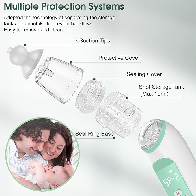 Electric Nasal Aspirator for Baby - Baby Nose Sucker, Booger Sucker for Babies Toddlers Infants Newborns Kids with 3 Suction Levels & Music & Light