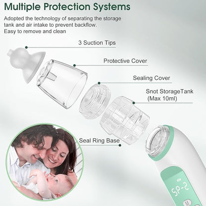 Electric Nasal Aspirator for Baby - Baby Nose Sucker, Booger Sucker for Babies Toddlers Infants Newborns Kids with 3 Suction Levels & Music & Light