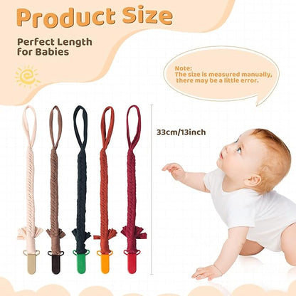Pacifier Clip for Boys Girls Pacifier Holder Leash Boho Plastic