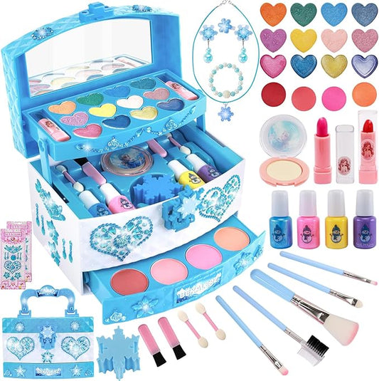 Toys for Girls,Washable Real Kids-Makeup-Kit-for-Girl,Toddler-Toys for 3 4 5 6 7 8 9 10 11 12 Year Old Girls,Christmas Birthday Frozen Gifts for Girls,Makeup-for-Kids-Toys,Princess-Dresses-for-Girls