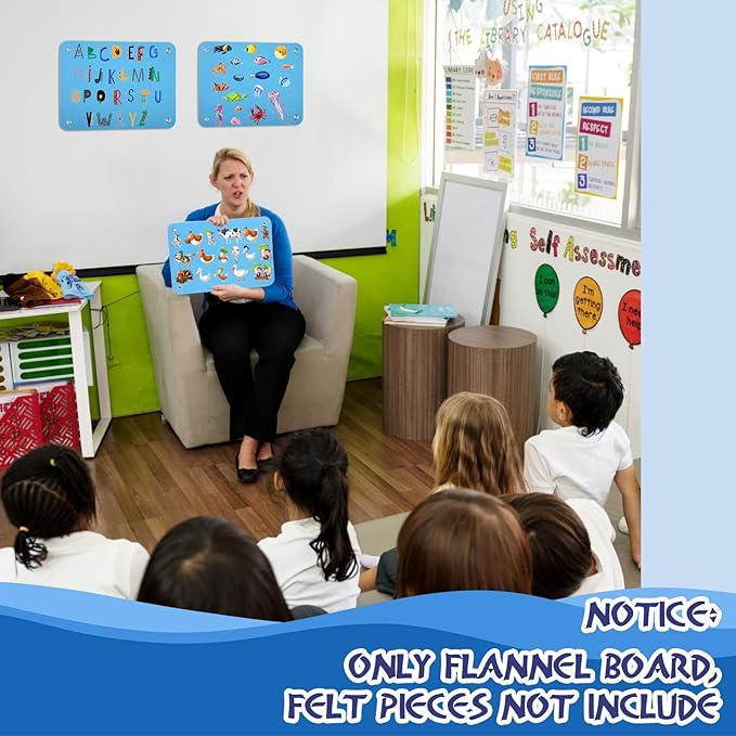 4 Pieces Felt Board for Toddlers Classroom Flannel Board Stories for Preschool Homeschooling, Kids Felt Story Activity Wall Hanging Children Birthday Gifts, 11.8 x 15.75 Inch (Blue)