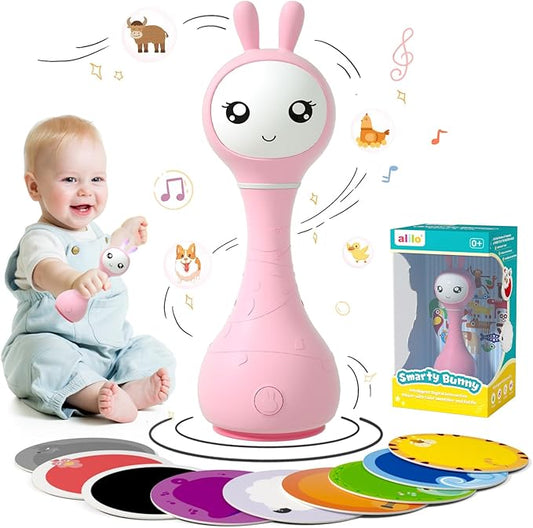 alilo Smarty Bunny Baby Rattle Musical Light Up Toys, Infants Newborns Baby Toys 0-3-6-12-18-24 Months 1 Year 4 Music 9 Color