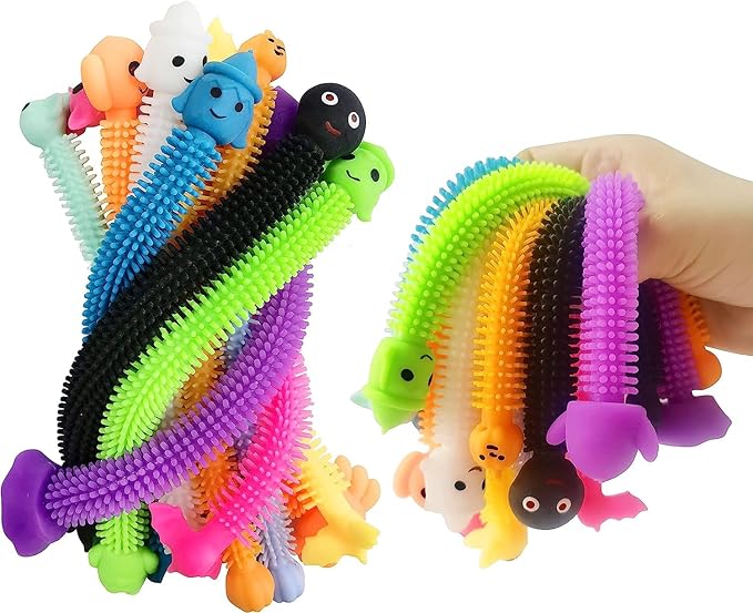5.5" Halloween Cauldron with 20 Pcs Stretchy Strings Stress Relief and Anti-Anxiety Toys Assortment for Kids Boys Girls Halloween Party Favors,Halloween Decorations