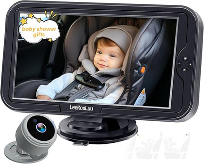 Baby Car Camera for Backseat 1080P - HD Crystal Night Vision, Easy to Install, 360° Rotation, Protect Baby's Eye, Perfect for Grey Car Interiors, Rear Facing Backseat Camera for Newborn, Infant, Kids