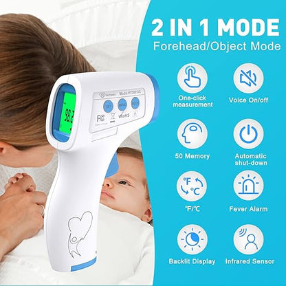 Digital Thermometer for Adults and Kids, No Touch Forehead Thermometer for Baby 2 in 1 Body