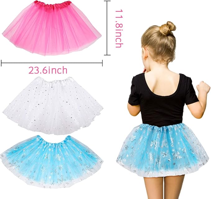 WATINC 51Pcs Princess Jewelry Toy Pretend Play Set Ballet Tutu Skirts of Stars Snowflake for Little Girls Crowns Necklaces Adjustable Jewel Rings Earrings Bracelets Wands Dress Up Accessories for Kids