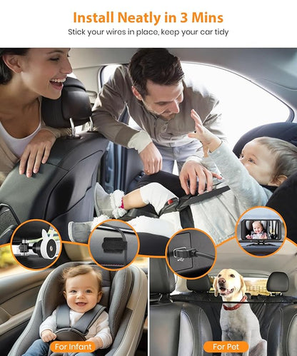 USB Car Camera for Baby : 4.5" Baby Car Camera with 1080P Crystal Clear Mirror View, Easy Installation Carseat Rear Facing Moitor for Kids, HD IR Night Vision Backseat Monitor