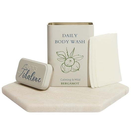 Body Wash Sheets in Tin, Zero Waste 1 Month (30 Sheets, 60 Washes)