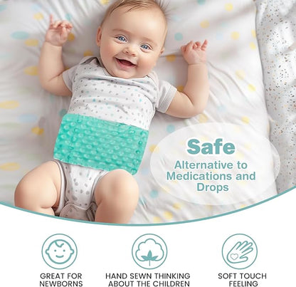 Baby Belly Band for Gas and Colic Relief, Flaxseed Baby Heated Tummy Wrap for Infants Colic Calm
